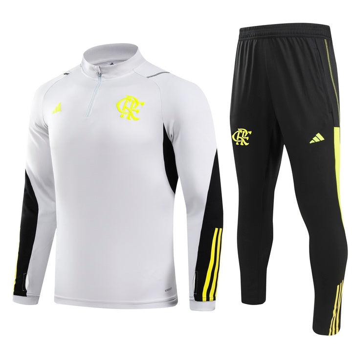 Conjunto do Flamengo 2024/25 Masculino Adidas - Cinza e Amarelo