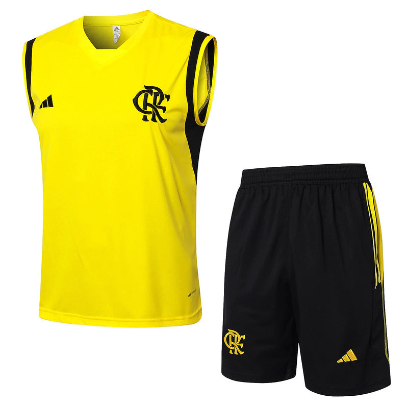 Kit de Treino Regata do Flamengo 2024/25 Amarelo e Preto Masculino