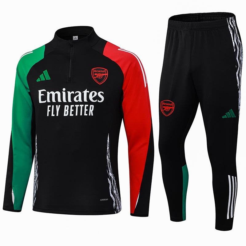 Conjunto do Arsenal 2024/25 Masculino Adidas - Preto Vermelho e Verde